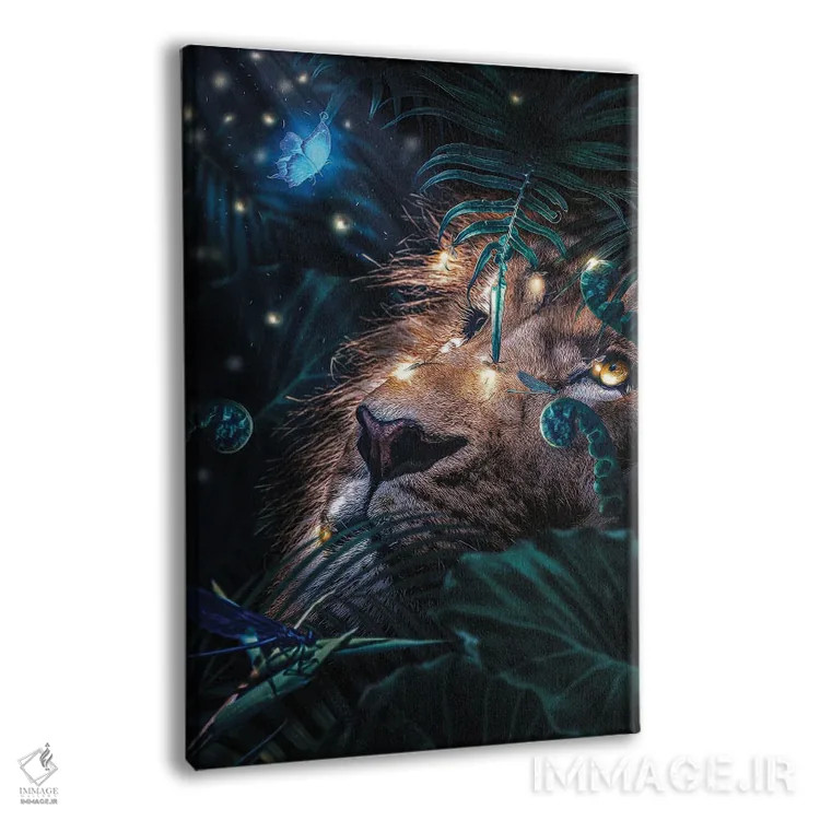 تابلو شیر در جنگل، شبتابها شب را روشن میکنند اثر آدریان ویریو - نمای پرسپکتیو محصول