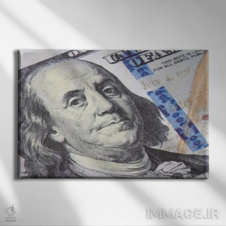 تابلو بنجمین فرانکلین روی اسکناس اثر آدریان ویریو - نمای روبهرو روی دیوار