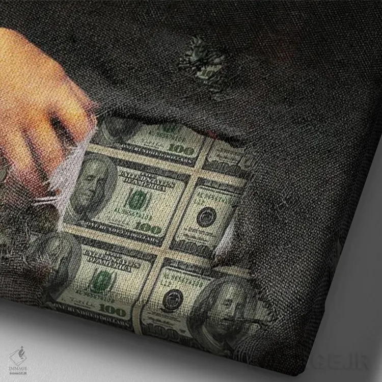 تابلو مونالیزا، هنر Money Lisa اثر آدریان ویریو - نمای نزدیک بافت بوم