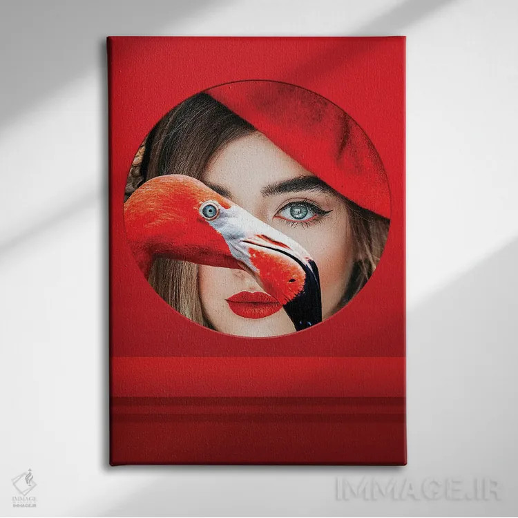 تابلو زن قرمز، اثر انتزاعی اثر آدریان ویریو - نمای روبهرو روی دیوار