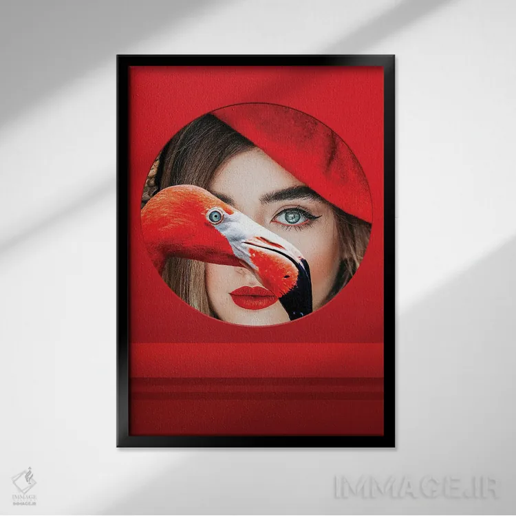 تابلو زن قرمز، اثر انتزاعی اثر آدریان ویریو - نمای قابدار مشکی