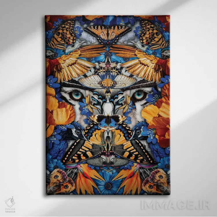 تابلو چشمهای ناظر، حیوانات گروهی، هنر انتزاعی اثر آدریان ویریو - نمای روبهرو روی دیوار