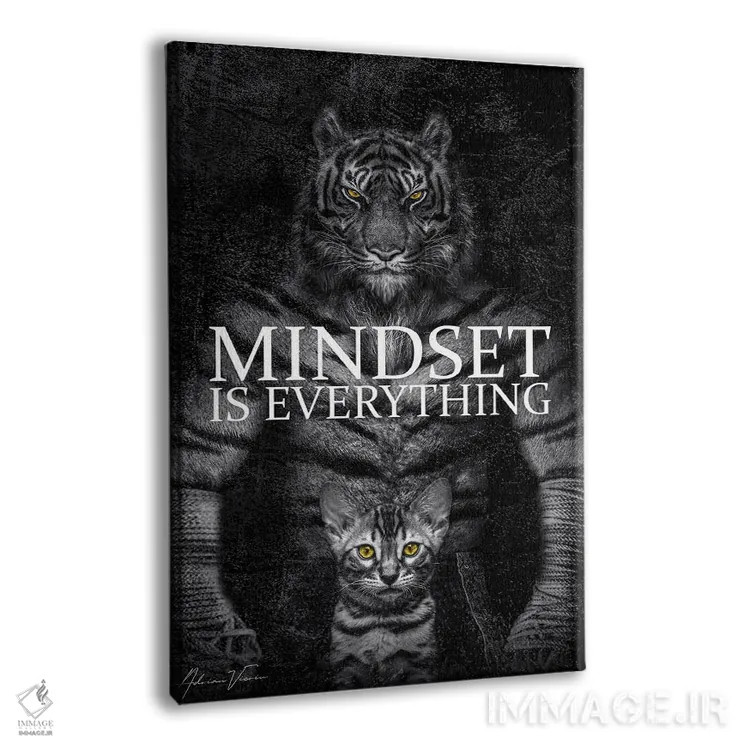 تابلو ذهنیت همهچیز است، ببر مبارز، متن انگیزشی اثر آدریان ویریو - نمای پرسپکتیو محصول