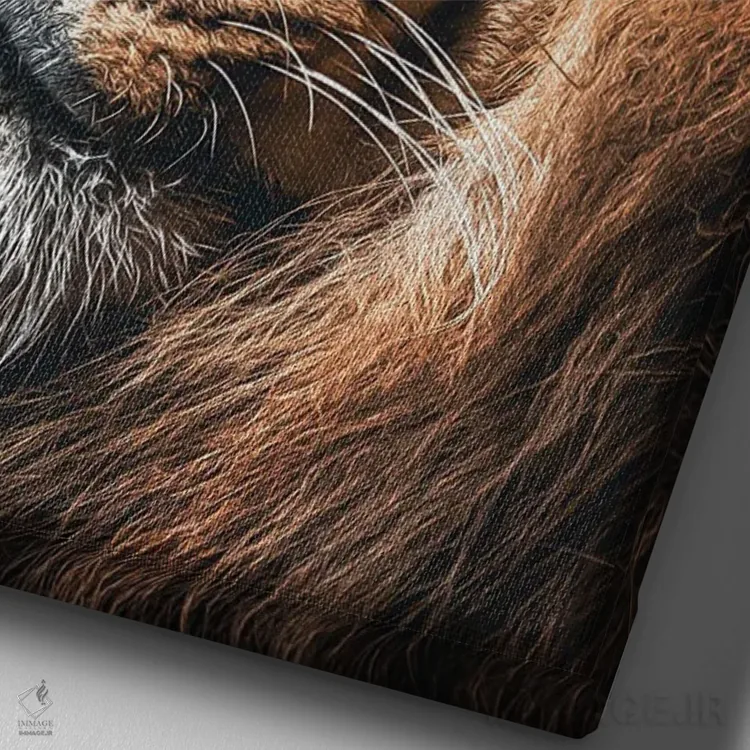 تابلو صورت شیر، سر حیوان اثر آدریان ویریو - نمای نزدیک بافت بوم