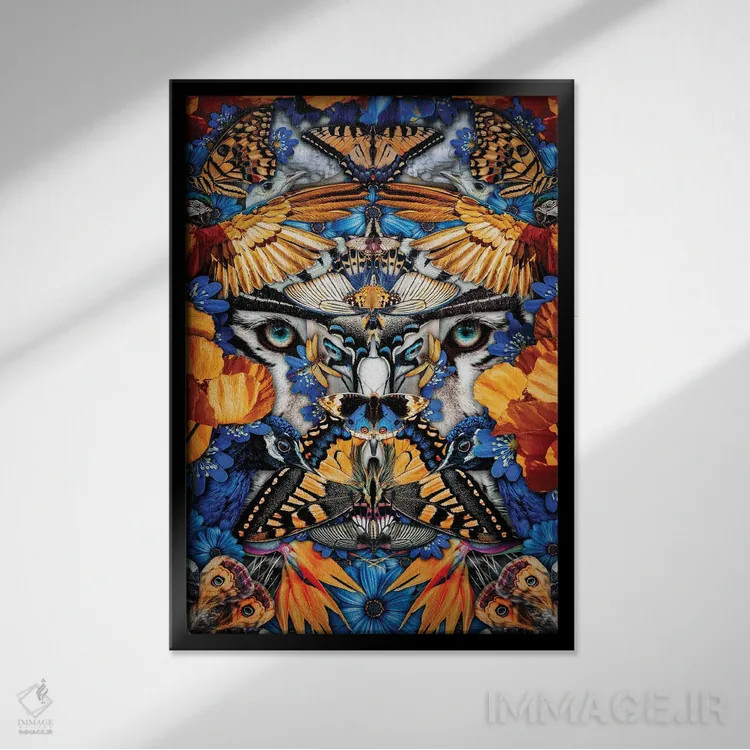 تابلو چشمهای ناظر، حیوانات گروهی، هنر انتزاعی اثر آدریان ویریو - نمای قابدار مشکی