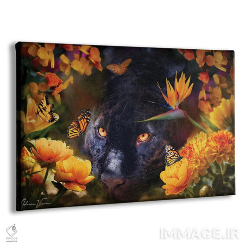 تابلو پلنگ میان گلها اثر آدریان ویریو - نمای پرسپکتیو محصول