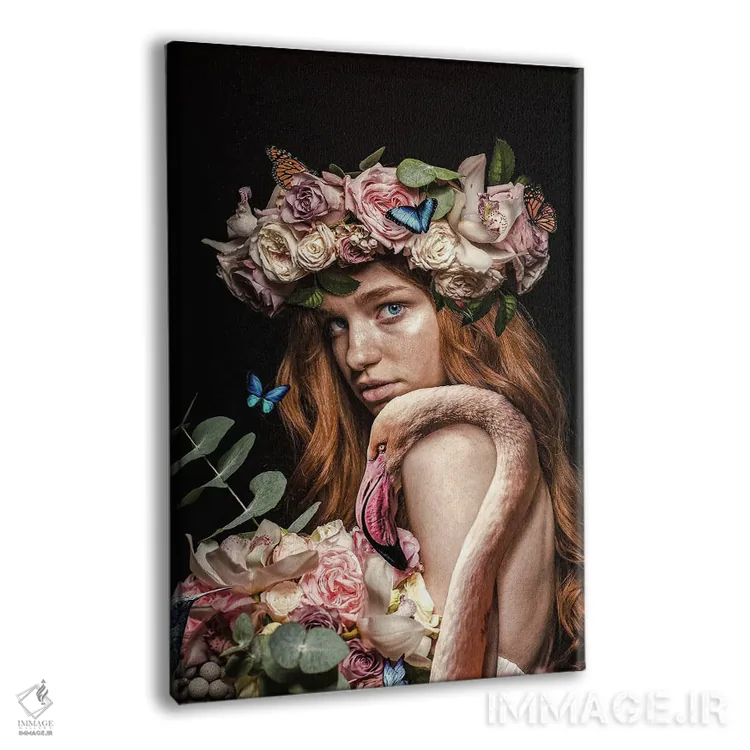 تابلو زن با تاج گل و فلامینگو اثر آدریان ویریو - نمای پرسپکتیو محصول