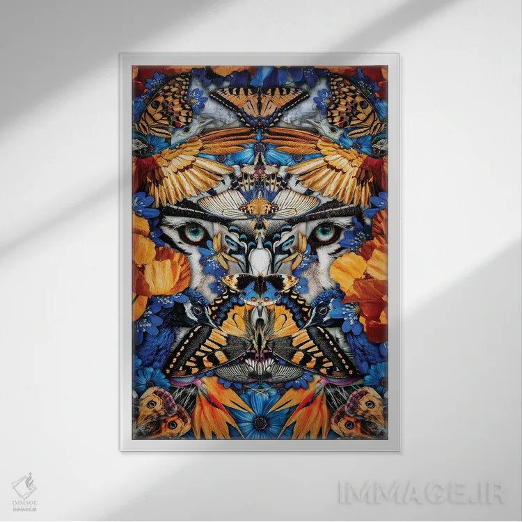 تابلو چشمهای ناظر، حیوانات گروهی، هنر انتزاعی اثر آدریان ویریو - نمای قابدار سفید