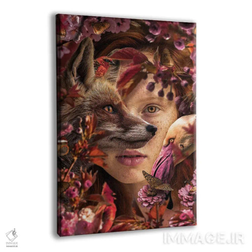 تابلو زن در میان گلها با روباه اثر آدریان ویریو - نمای پرسپکتیو محصول
