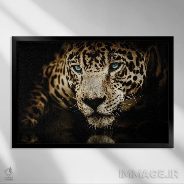 تابلو صورت جگوار اثر آدریان ویریو - نمای قابدار مشکی