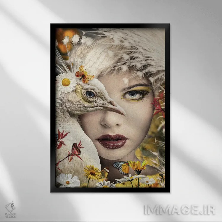 تابلو زن طاووسنما اثر آدریان ویریو - نمای قابدار مشکی