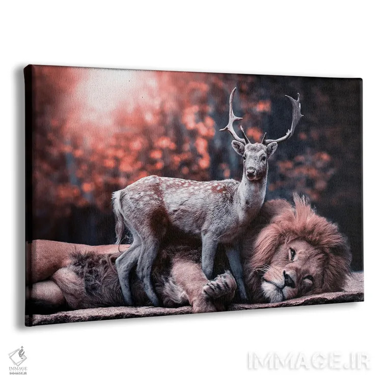 تابلو شیر و گوزن دوست شدند اثر آدریان ویریو - نمای پرسپکتیو محصول