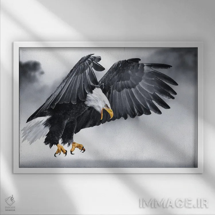 تابلو عقاب در شکار اثر آدریان ویریو - نمای قابدار سفید