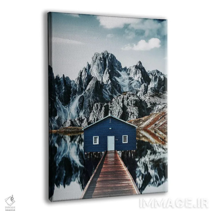 تابلو بازتاب کابین در کوهها در آب اثر آدریان ویریو - نمای پرسپکتیو محصول