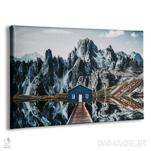 تابلو بازتاب کابین در کوهها در آب اثر آدریان ویریو - نمای پرسپکتیو محصول