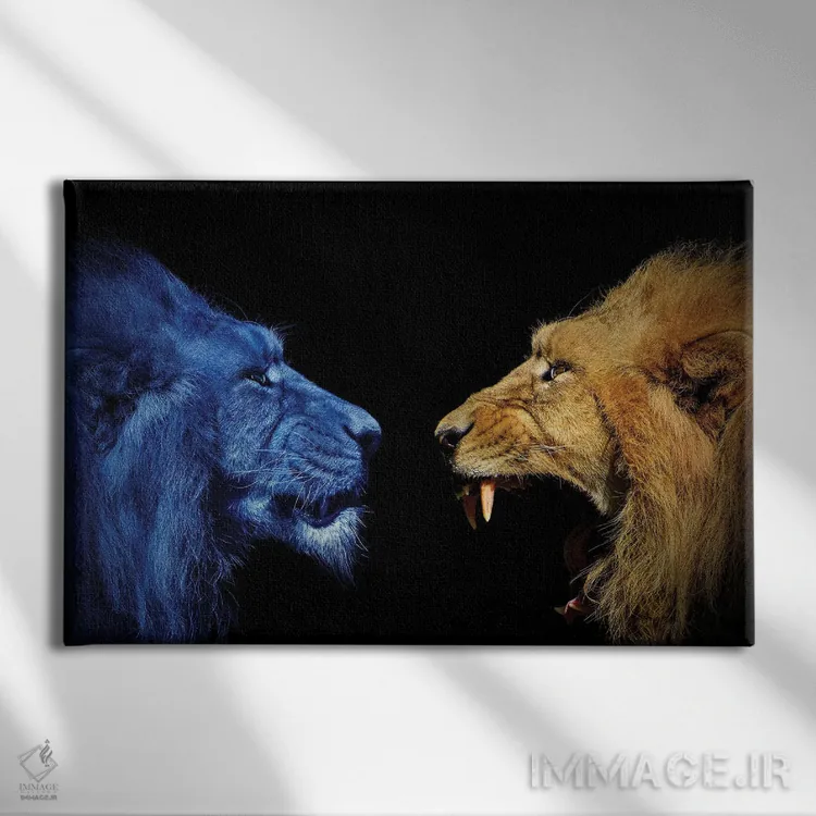 تابلو شیرها در مبارزه اثر آدریان ویریو - نمای روبهرو روی دیوار
