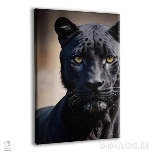 تابلو پلنگ سیاه (حیوان روی پسزمینه سیاه) اثر آدریان ویریو - نمای پرسپکتیو محصول