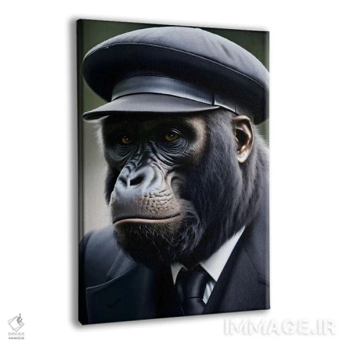 تابلو Hat (Animal Isolated On Black Background) IV,گوریل با کتوشلوار شیک و کلاه (حیوان روی پسزمینه سیاه) اثر آدریان ویریو - نمای پرسپکتیو محصول