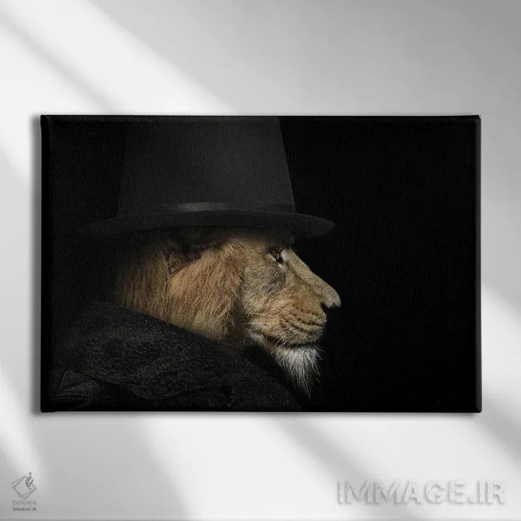 تابلو نیمرخ مرد-شیر اثر آدریان ویریو - نمای روبهرو روی دیوار