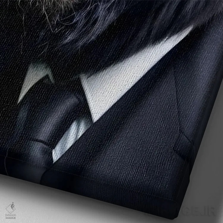 تابلو Hat (Animal Isolated On Black Background) IV,گوریل با کتوشلوار شیک و کلاه (حیوان روی پسزمینه سیاه) اثر آدریان ویریو - نمای نزدیک بافت بوم