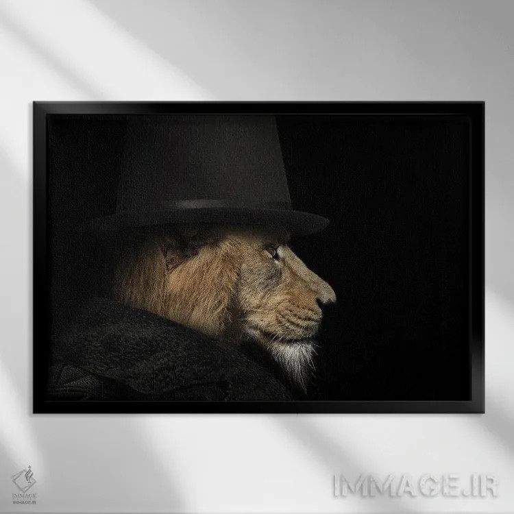 تابلو نیمرخ مرد-شیر اثر آدریان ویریو - نمای قابدار مشکی