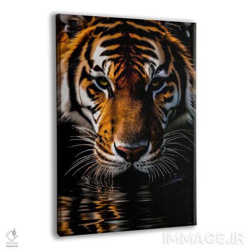 تابلو Animal,پرتره صورت ببر هنگام نوشیدن آب از دریاچه اثر آدریان ویریو - نمای پرسپکتیو محصول