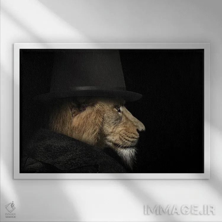 تابلو نیمرخ مرد-شیر اثر آدریان ویریو - نمای قابدار سفید