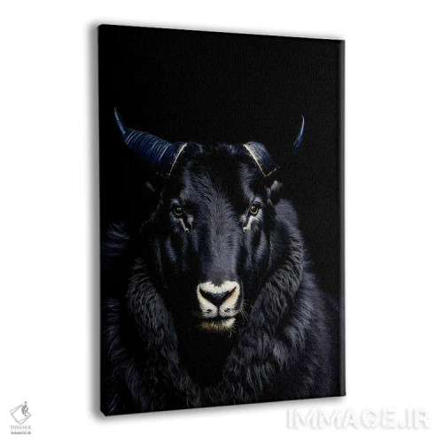 تابلو قوچ با شاخهای بزرگ روی پسزمینه سیاه اثر آدریان ویریو - نمای پرسپکتیو محصول