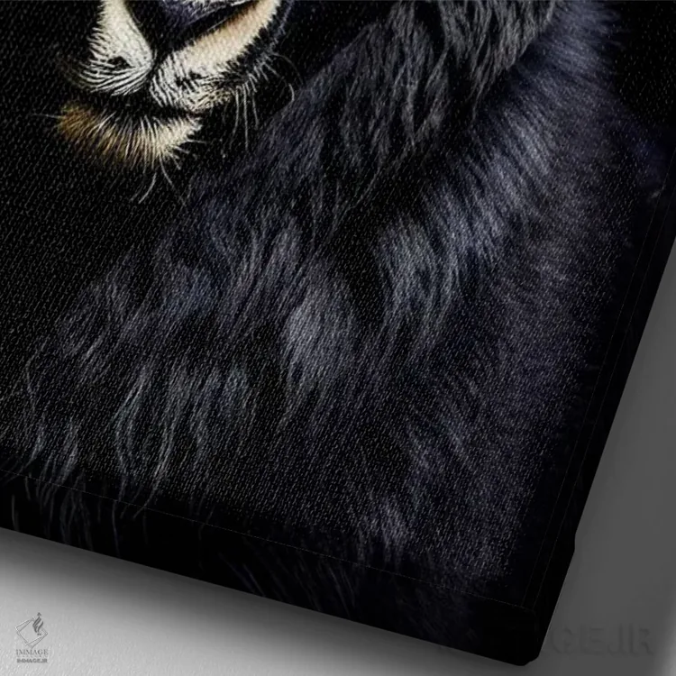 تابلو قوچ با شاخهای بزرگ روی پسزمینه سیاه اثر آدریان ویریو - نمای نزدیک بافت بوم