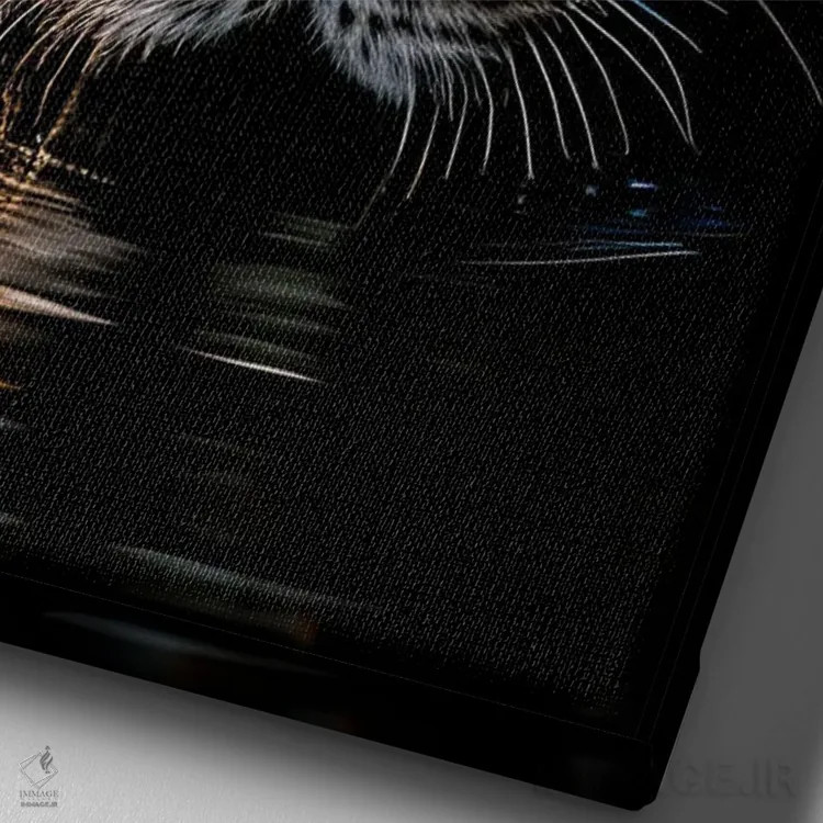 تابلو Animal,پرتره صورت ببر هنگام نوشیدن آب از دریاچه اثر آدریان ویریو - نمای نزدیک بافت بوم