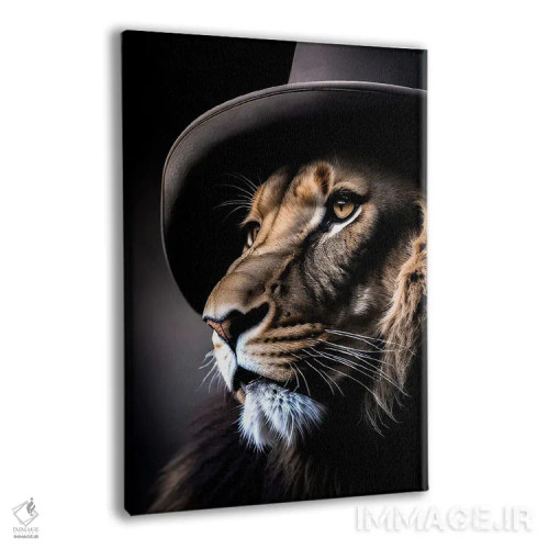 تابلو Lion's Head,شیر با کلاه، سر شیر اثر آدریان ویریو - نمای پرسپکتیو محصول