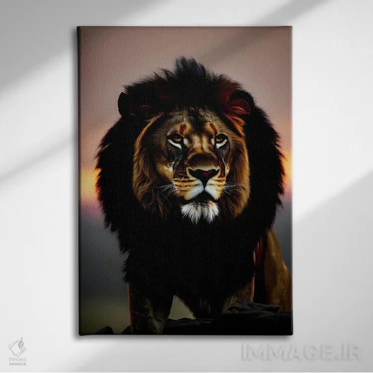 تابلو Animal,پرتره شیر در غروب خورشید اثر آدریان ویریو - نمای روبهرو روی دیوار