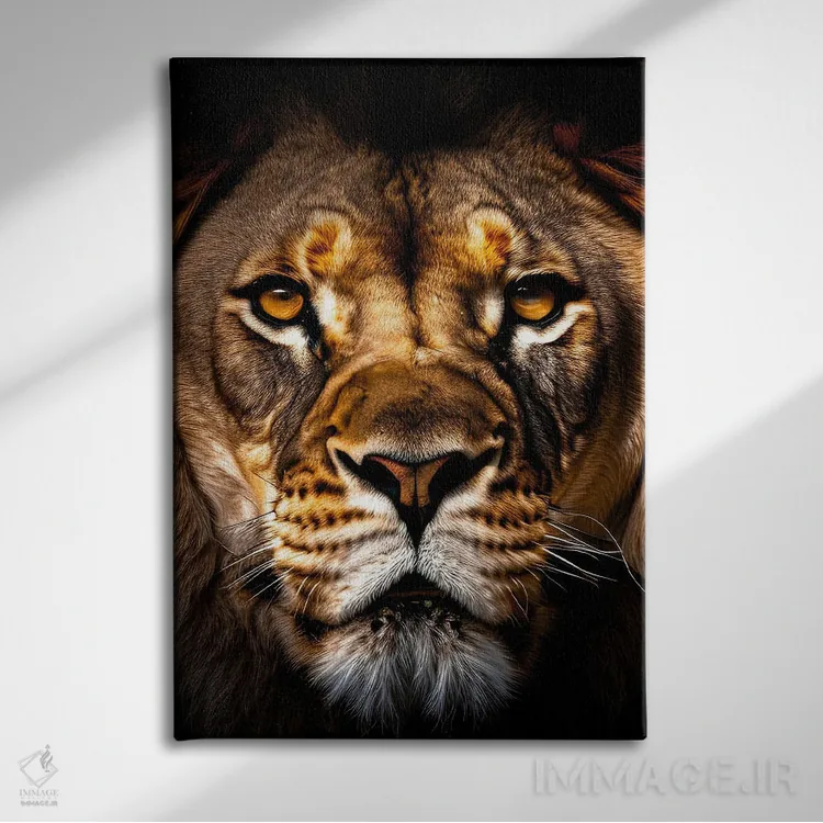 تابلو Animal II,پرتره صورت شیر به صورت جداشده اثر آدریان ویریو - نمای روبهرو روی دیوار