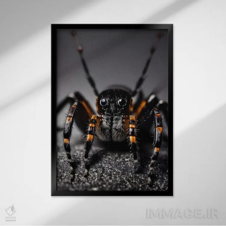 تابلو ماکرو عنکبوت اثر آدریان ویریو - نمای قابدار مشکی