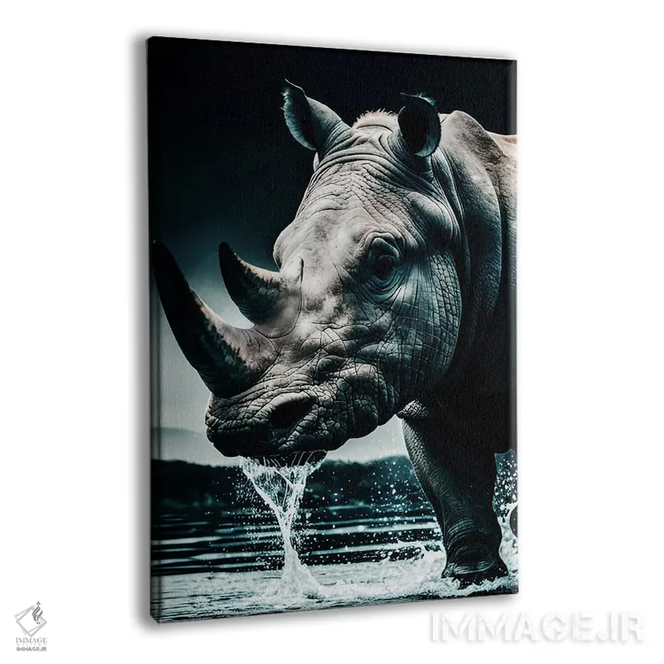 تابلو Face Animal In Water,پرتره صورت کرگدن در آب اثر آدریان ویریو - نمای پرسپکتیو محصول