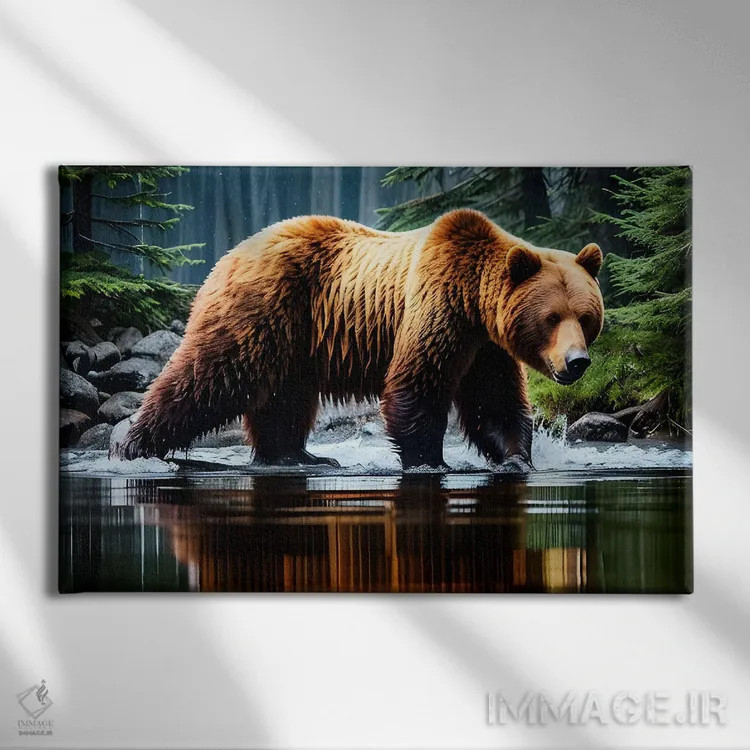 تابلو خرس در آب اثر آدریان ویریو - نمای روبهرو روی دیوار