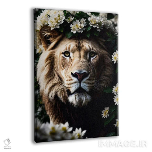 تابلو پرتره شیر سفید در میان گلها اثر آدریان ویریو - نمای پرسپکتیو محصول