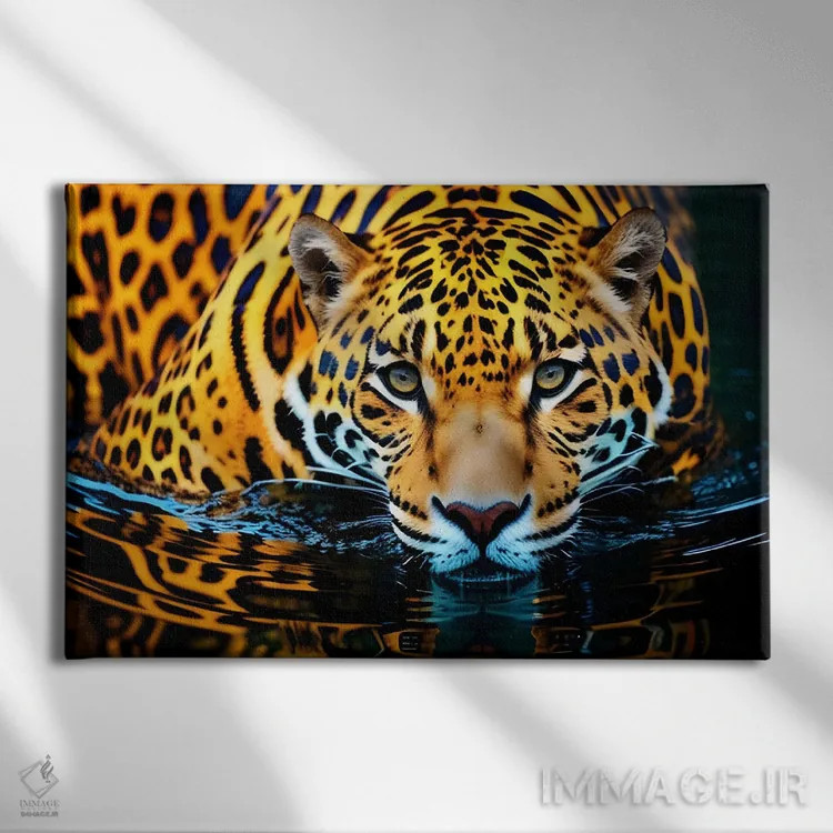 تابلو ببر در آب اثر آدریان ویریو - نمای روبهرو روی دیوار