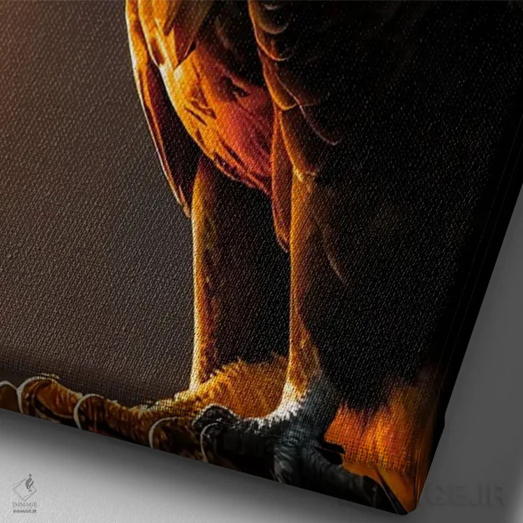 تابلو عقاب با بالهای باز در غروب خورشید اثر آدریان ویریو - نمای نزدیک بافت بوم