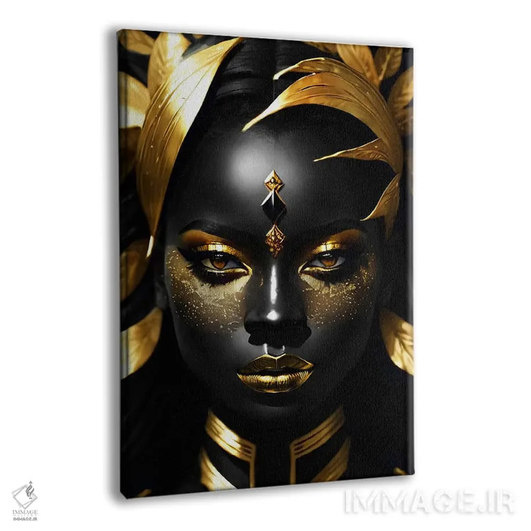 تابلو Gold And Black,پرتره زنی با پوست سیاه و آرایش طلایی، طلایی و سیاه اثر آدریان ویریو - نمای پرسپکتیو محصول
