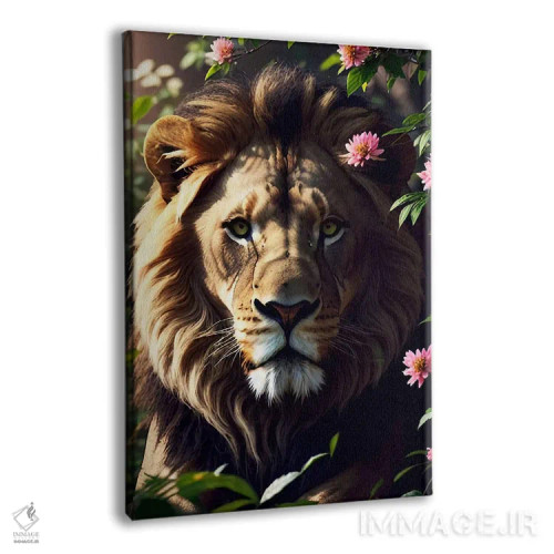 تابلو پرتره شیر سفید در میان گلها اثر آدریان ویریو - نمای پرسپکتیو محصول