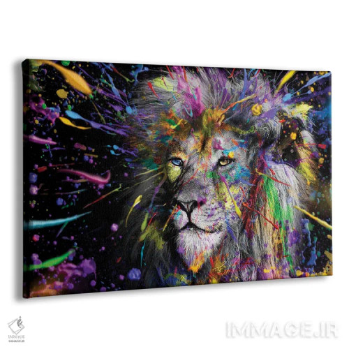 تابلو Abstract Art,صورت شیر رنگی، هنر انتزاعی اثر آدریان ویریو - نمای پرسپکتیو محصول