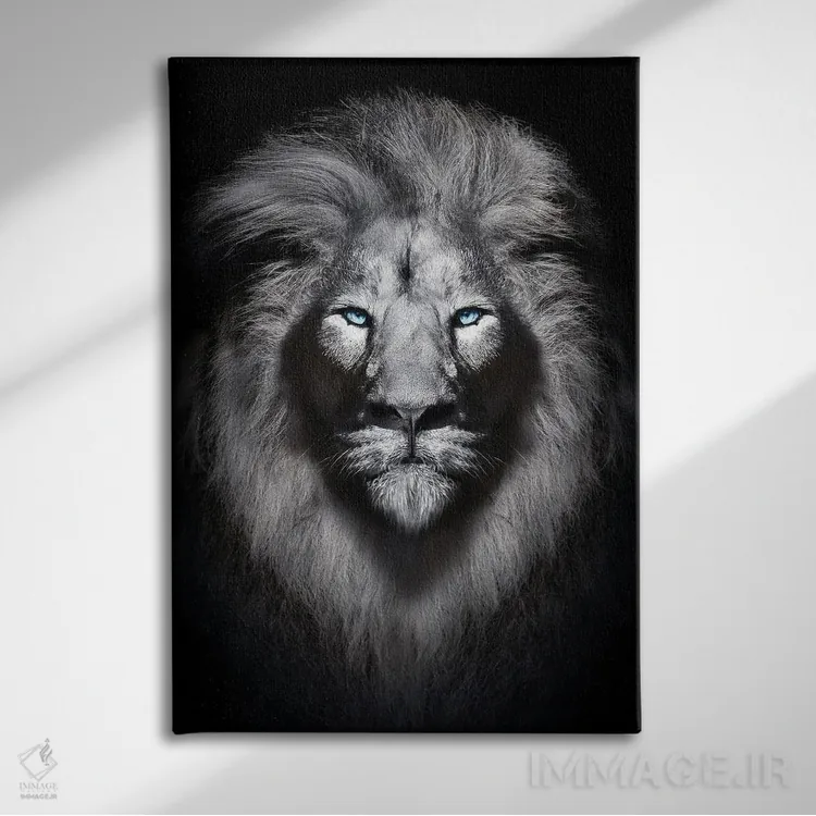 تابلو پرتره شیر سفید با چشمهای آبی اثر آدریان ویریو - نمای روبهرو روی دیوار