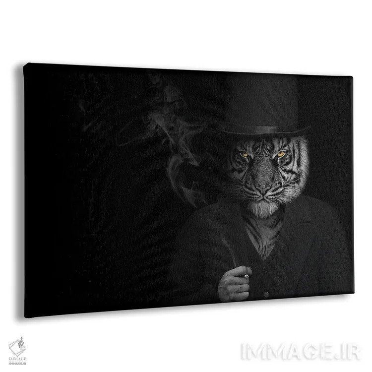 تابلو مرد به شکل ببر در حال سیگار کشیدن (فانتزی) اثر آدریان ویریو - نمای پرسپکتیو محصول