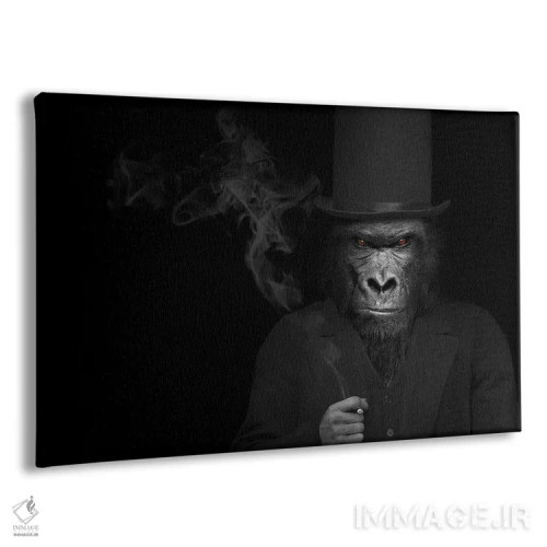 تابلو مرد به شکل گوریل در حال سیگار کشیدن (فانتزی) اثر آدریان ویریو - نمای پرسپکتیو محصول