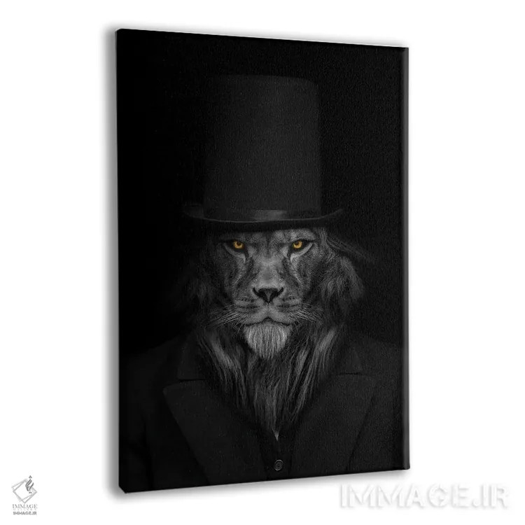 تابلو مرد به شکل شیر با نگاه آتشین و سیگار (فانتزی) اثر آدریان ویریو - نمای پرسپکتیو محصول