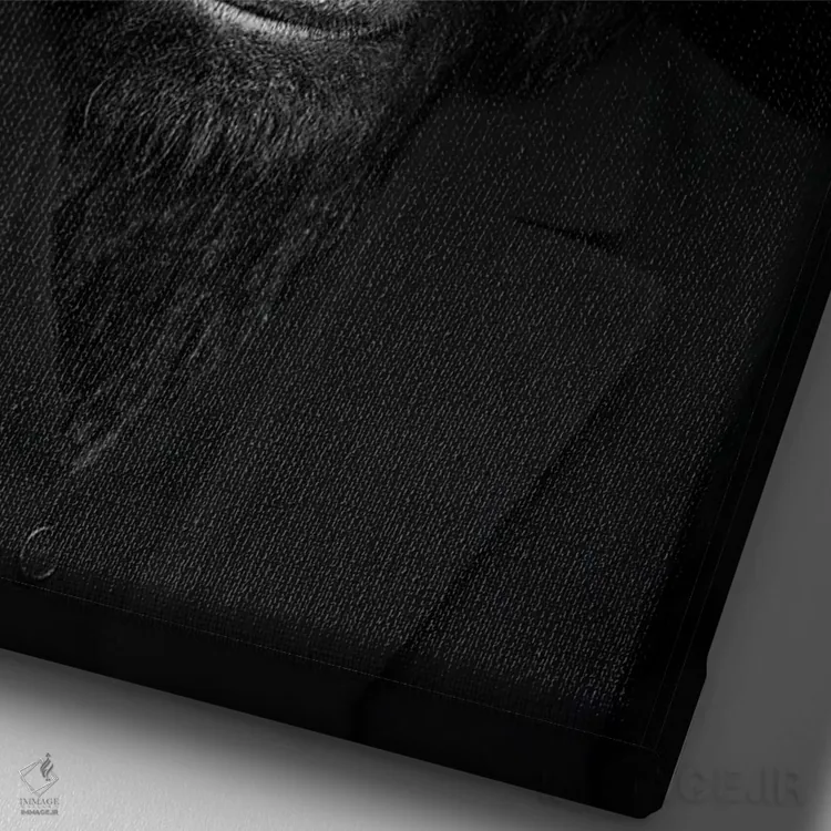 تابلو مرد به شکل گوریل سیاهوسفید (فانتزی) اثر آدریان ویریو - نمای نزدیک بافت بوم