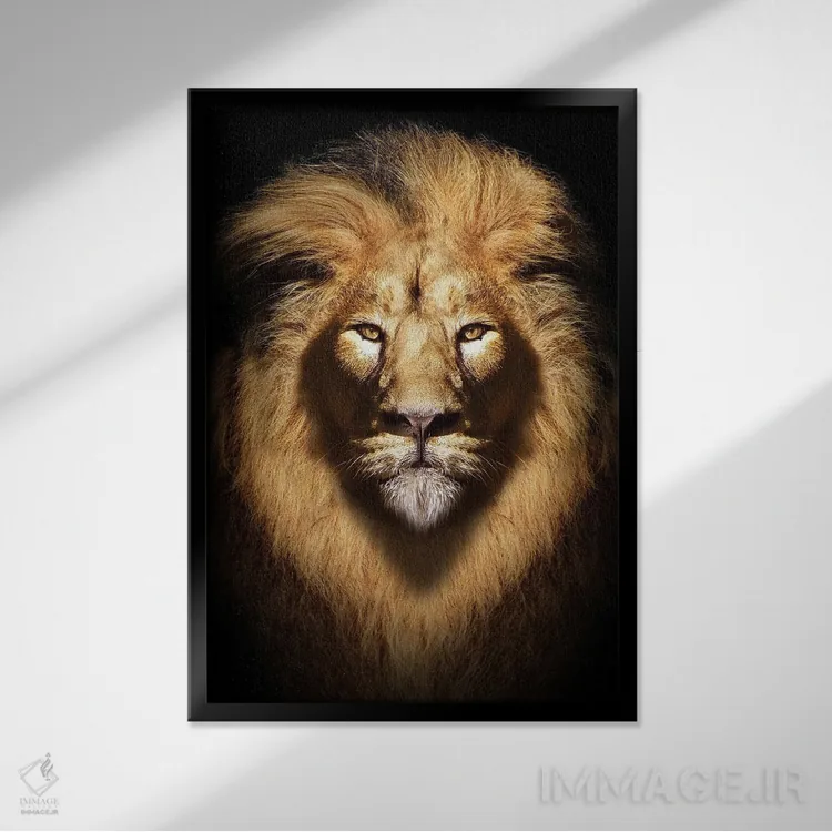 تابلو پرتره سر شیر اثر آدریان ویریو - نمای قابدار مشکی