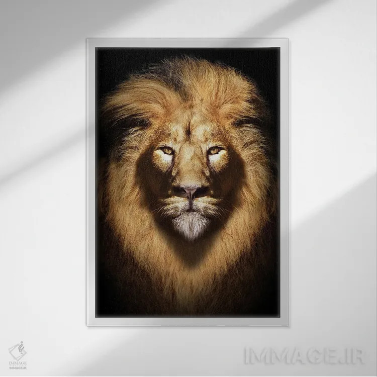 تابلو پرتره سر شیر اثر آدریان ویریو - نمای قابدار سفید