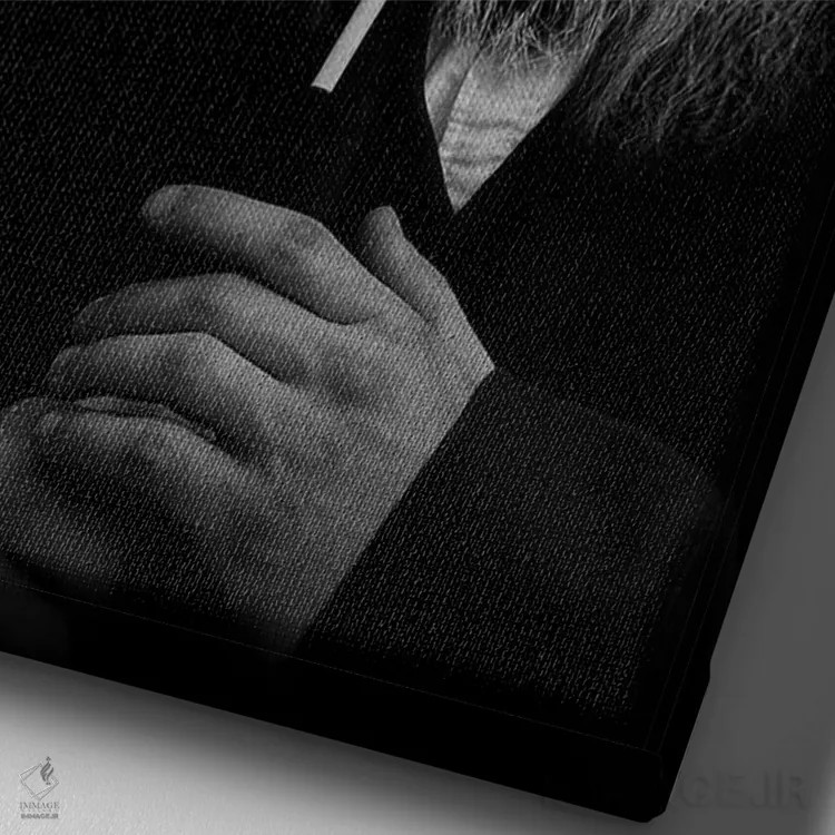 تابلو مرد به شکل شیر در حال روشن کردن سیگار (فانتزی) اثر آدریان ویریو - نمای نزدیک بافت بوم